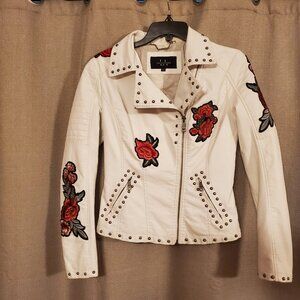 Faux white leather jacket